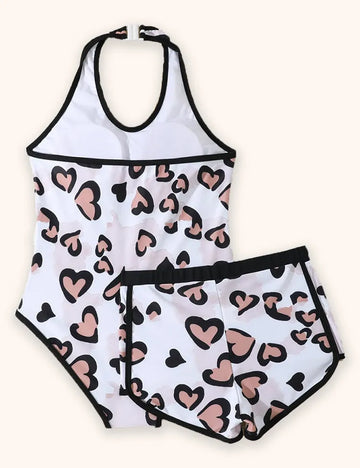 Heart Printed Swimsuit Set